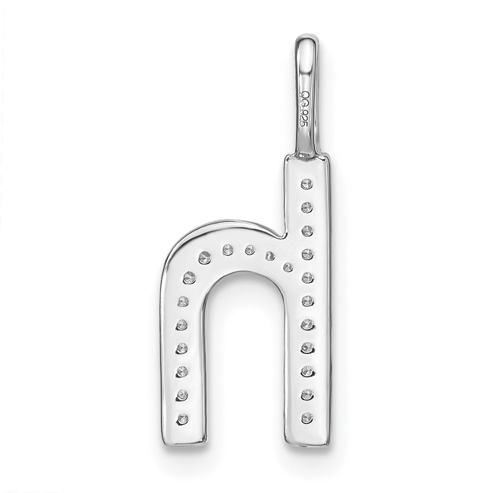 14K Weißgold Echter Diamant Kleinbuchstabe Initiale H Anhänger
