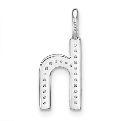14K Weißgold Echter Diamant Kleinbuchstabe Initiale H Anhänger
