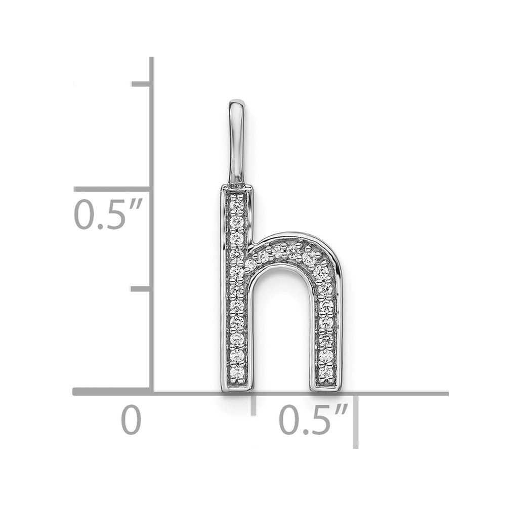 14K Weißgold Echter Diamant Kleinbuchstabe Initiale H Anhänger