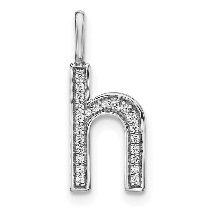14K Weißgold Echter Diamant Kleinbuchstabe Initiale H Anhänger