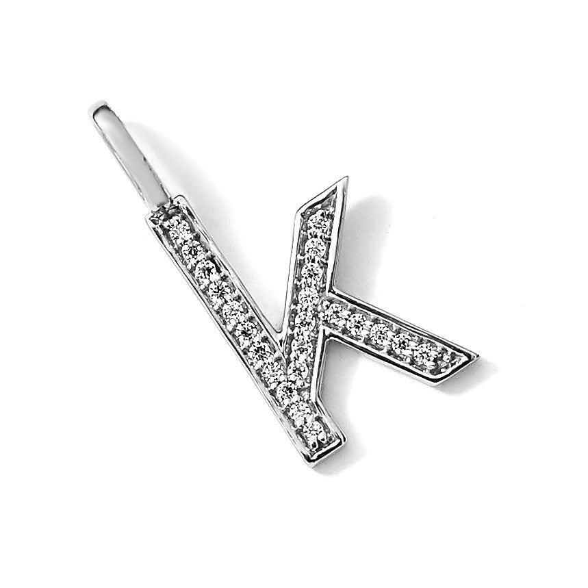 14K Weißgold Diamant-Anhänger mit Kleinbuchstaben-Initiale „k