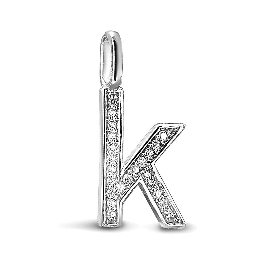 14K Weißgold Diamant-Anhänger mit Kleinbuchstaben-Initiale „k