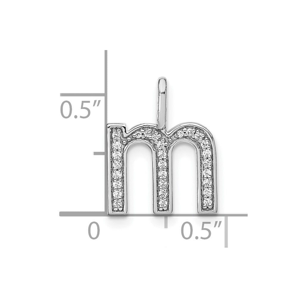 14K Weißgold Anhänger mit echtem Diamant, Initial-Kleinbuchstabe M