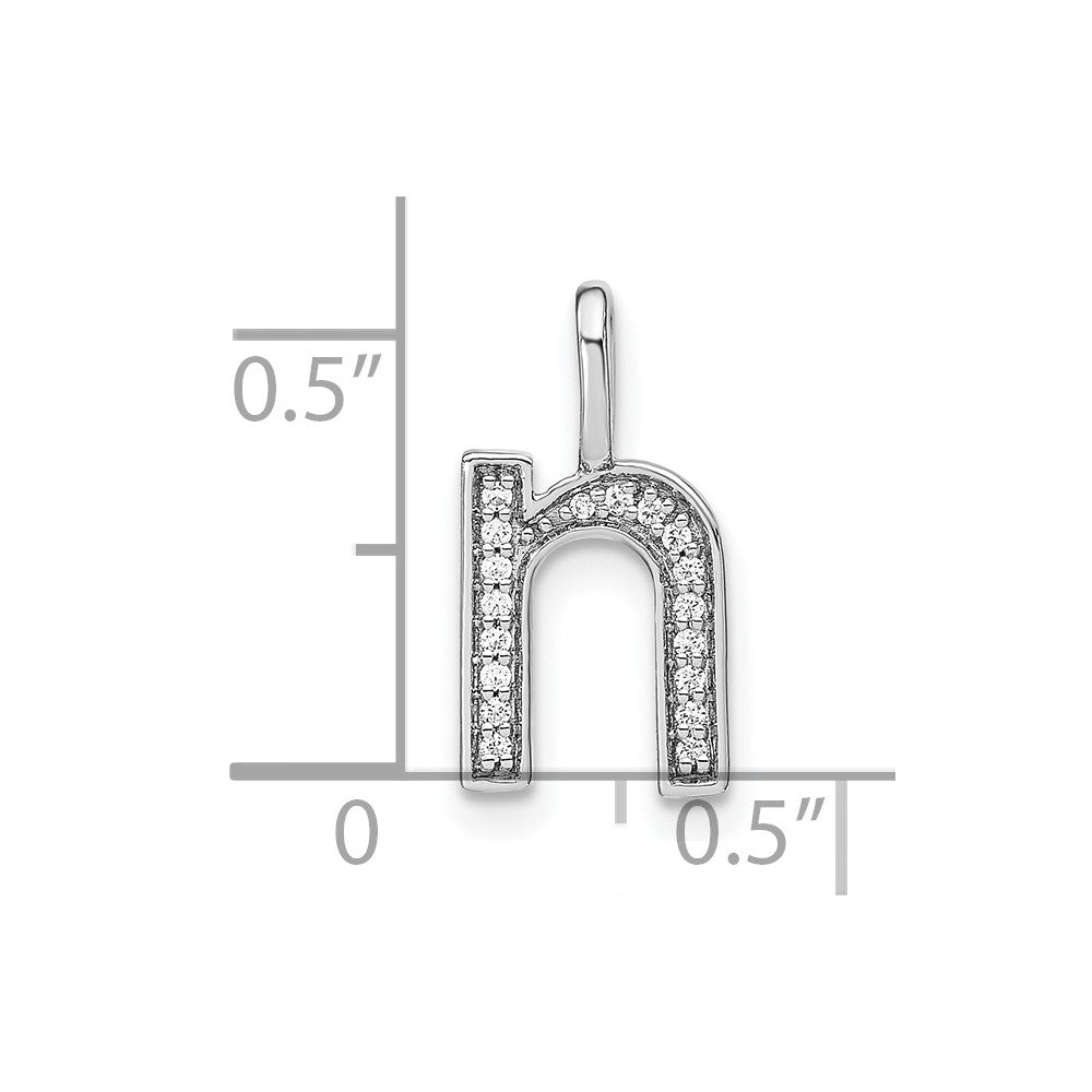 14K Weißgold Echter Diamant Kleinbuchstabe N Initial-Anhänger