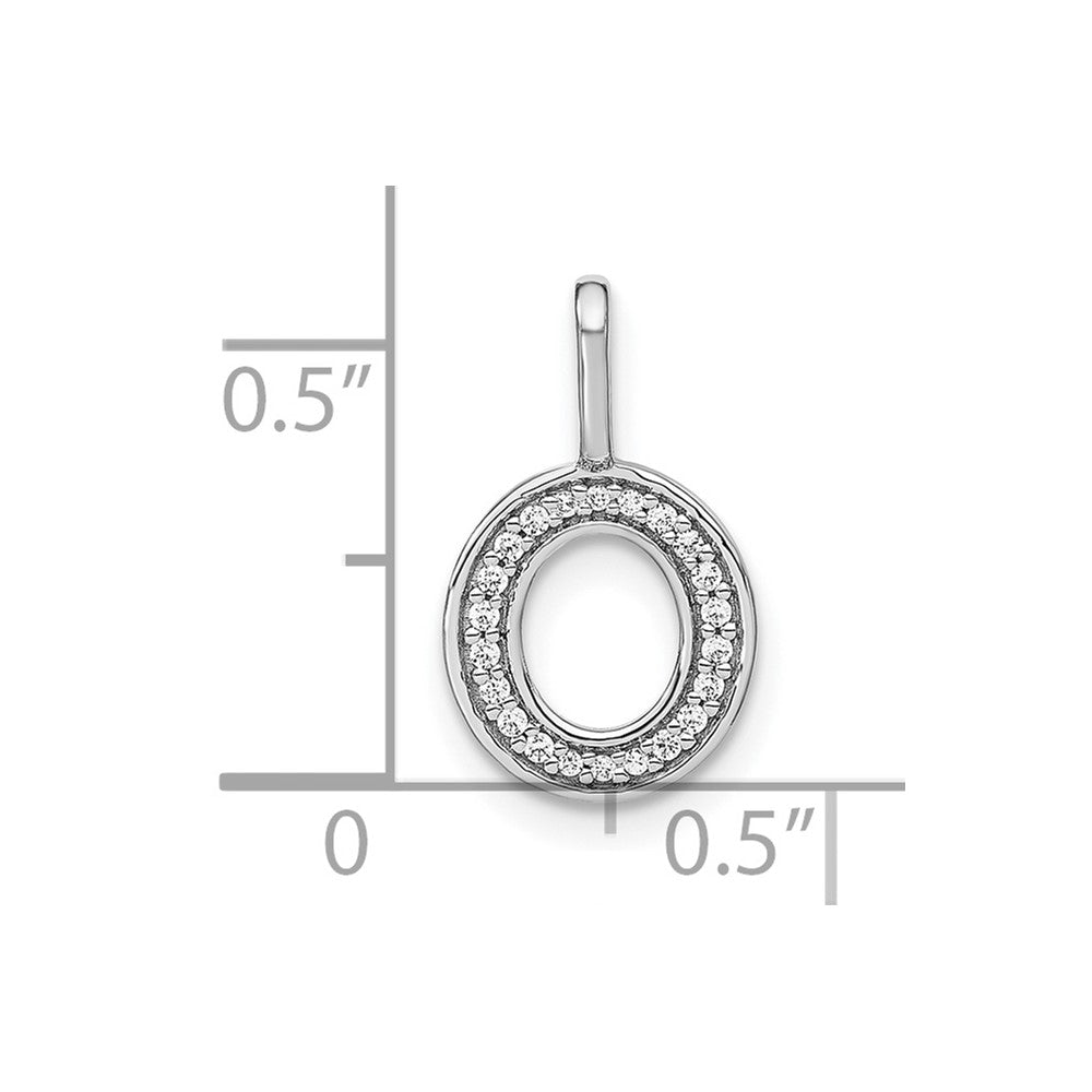 14K Weißgold Anhänger mit echtem Diamant, Kleinbuchstabe „o“