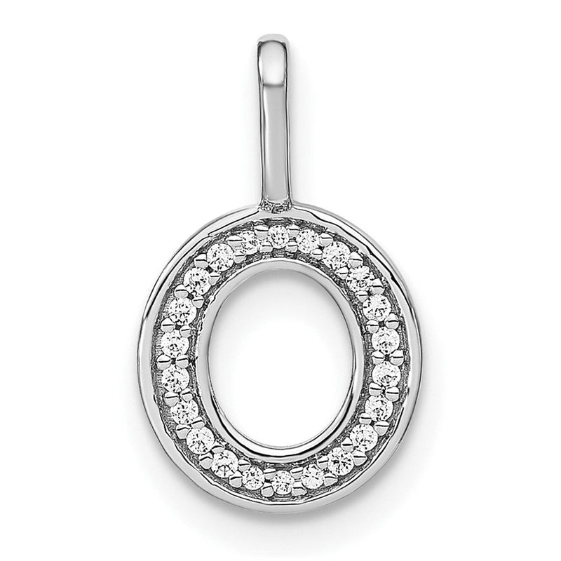 14K Weißgold Anhänger mit echtem Diamant, Kleinbuchstabe „o“