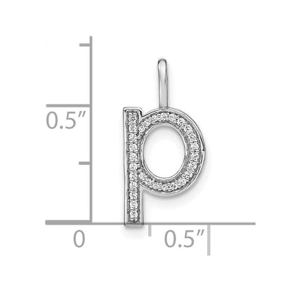 14K Weißgold Echt Diamant Kleinbuchstabe P Initial-Anhänger