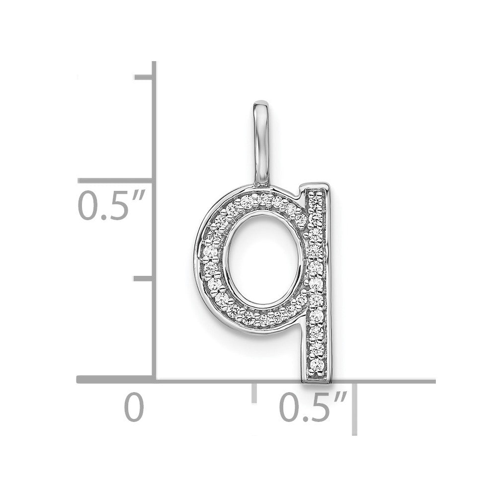14K Weißgold Anhänger mit echtem Diamant und Kleinbuchstaben-Initiale „Q“