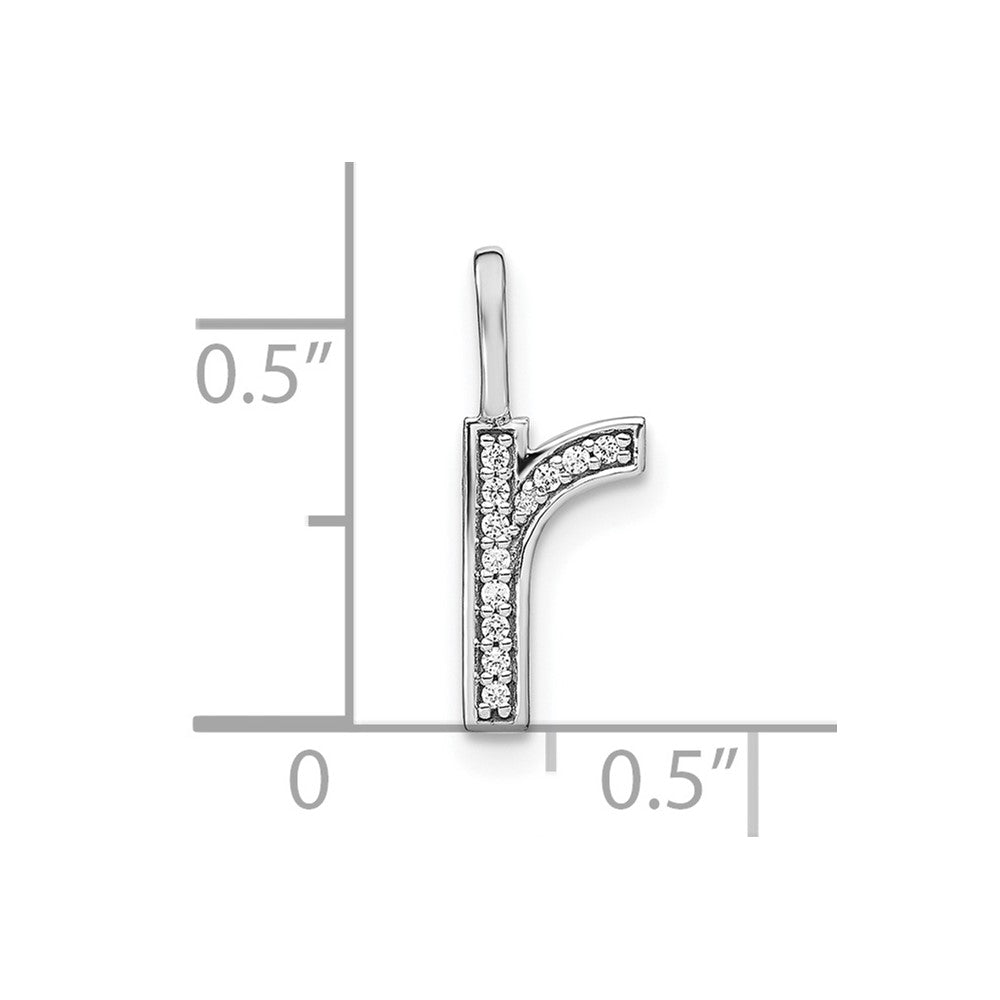 14K Weißgold Anhänger mit echtem Diamant-Kleinbuchstaben-Initiale „R“