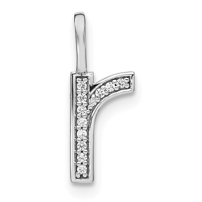 14K Weißgold Anhänger mit echtem Diamant-Kleinbuchstaben-Initiale „R“