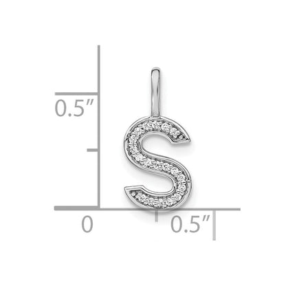 14K Weißgold Echt-Diamant Kleinbuchstabe S Initial-Anhänger