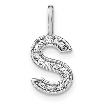 14K Weißgold Echt-Diamant Kleinbuchstabe S Initial-Anhänger