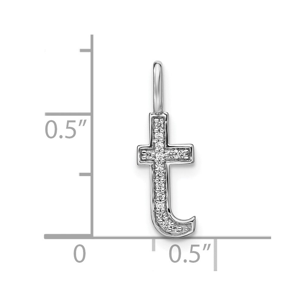 14K Weißgold Anhänger mit Initiale „t“ (Kleinbuchstabe) und echten Diamanten