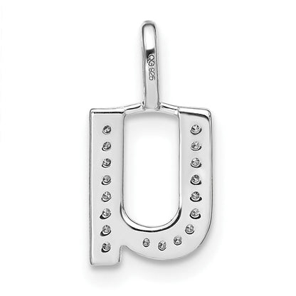 14K Weißgold Echter Diamant Kleinbuchstabe U Initial-Anhänger