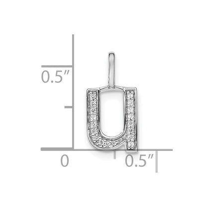14K Weißgold Echter Diamant Kleinbuchstabe U Initial-Anhänger