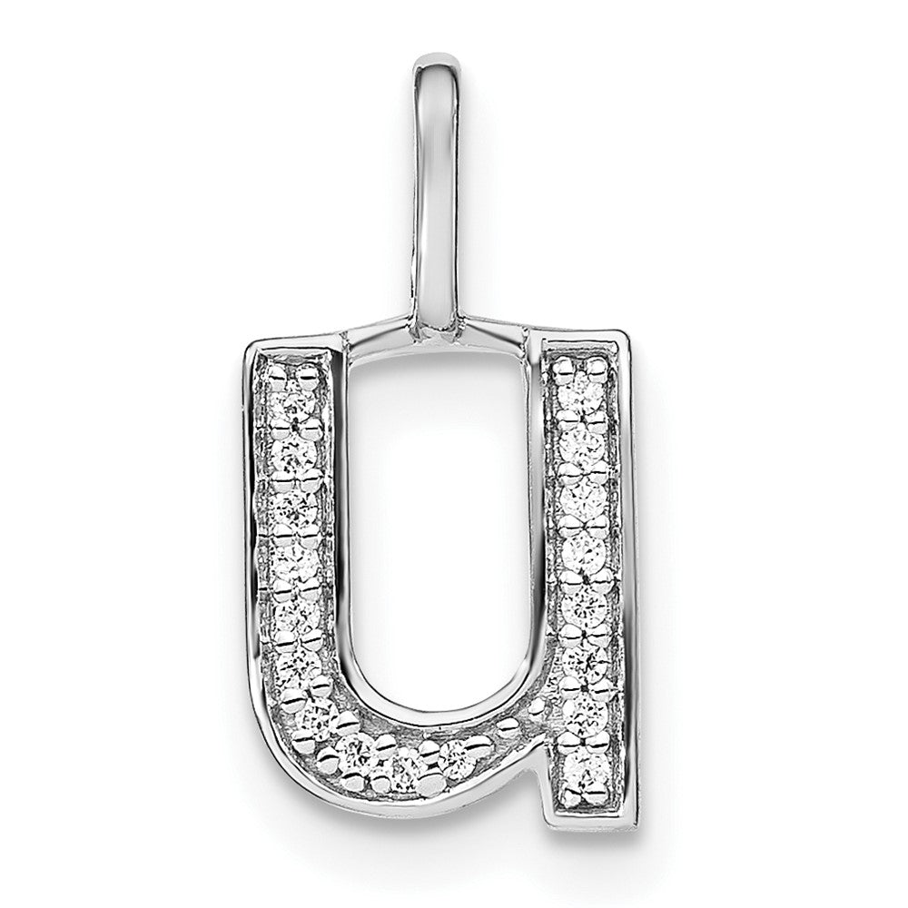 14K Weißgold Echter Diamant Kleinbuchstabe U Initial-Anhänger
