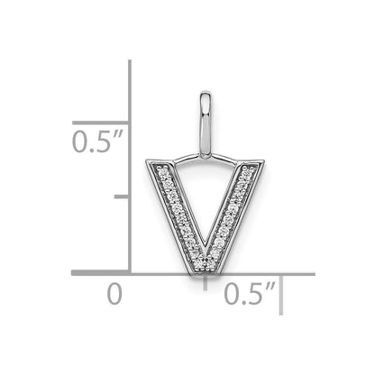 14K Weißgold Echter Diamant Kleinbuchstabe Initial-Anhänger „V