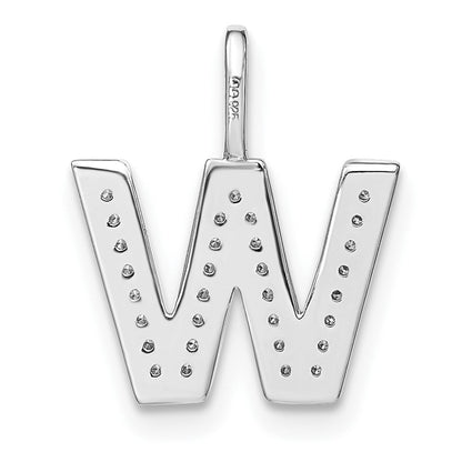 14K Weißgold Diamant-Anhänger mit Initiale „w" (Kleinbuchstabe)