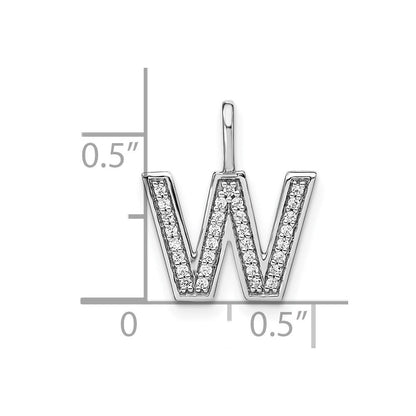 14K Weißgold Diamant-Anhänger mit Initiale „w" (Kleinbuchstabe)