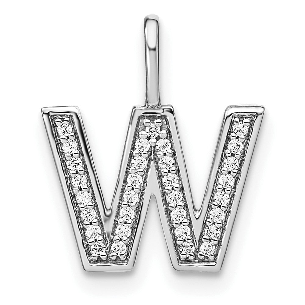 14K Weißgold Diamant-Anhänger mit Initiale „w" (Kleinbuchstabe)