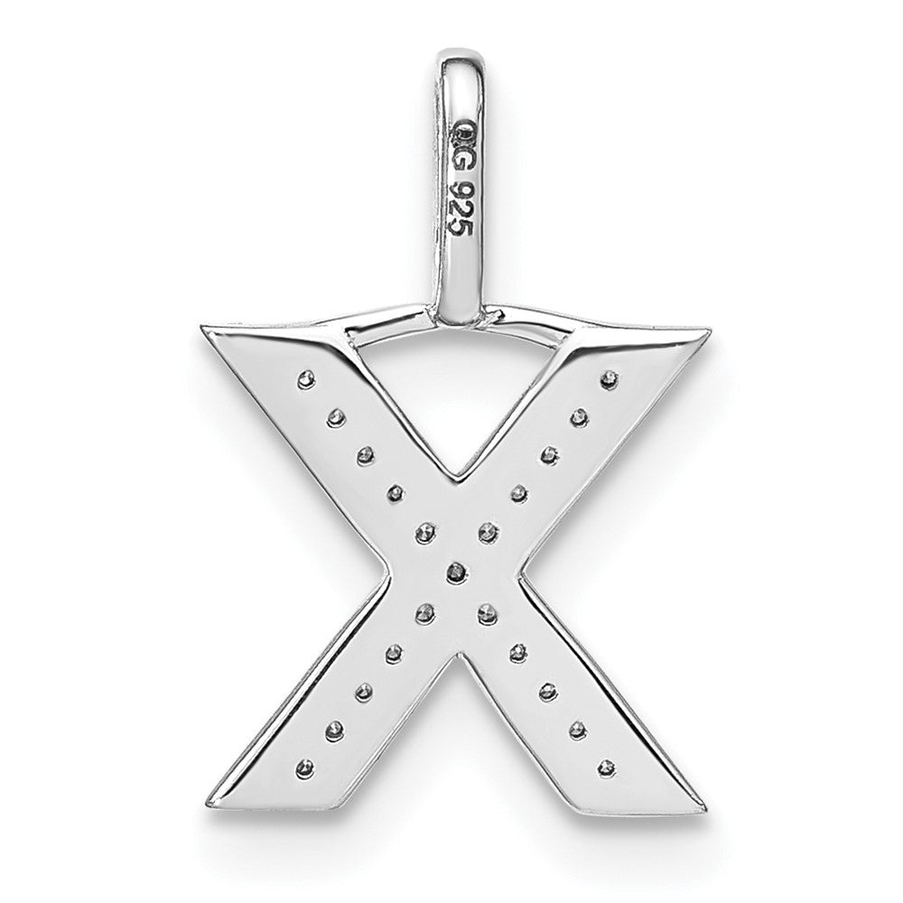14K Weißgold Anhänger mit echtem Diamant und Kleinbuchstaben-Initiale „X