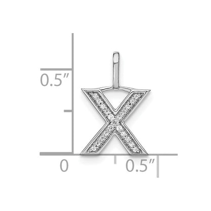 14K Weißgold Anhänger mit echtem Diamant und Kleinbuchstaben-Initiale „X