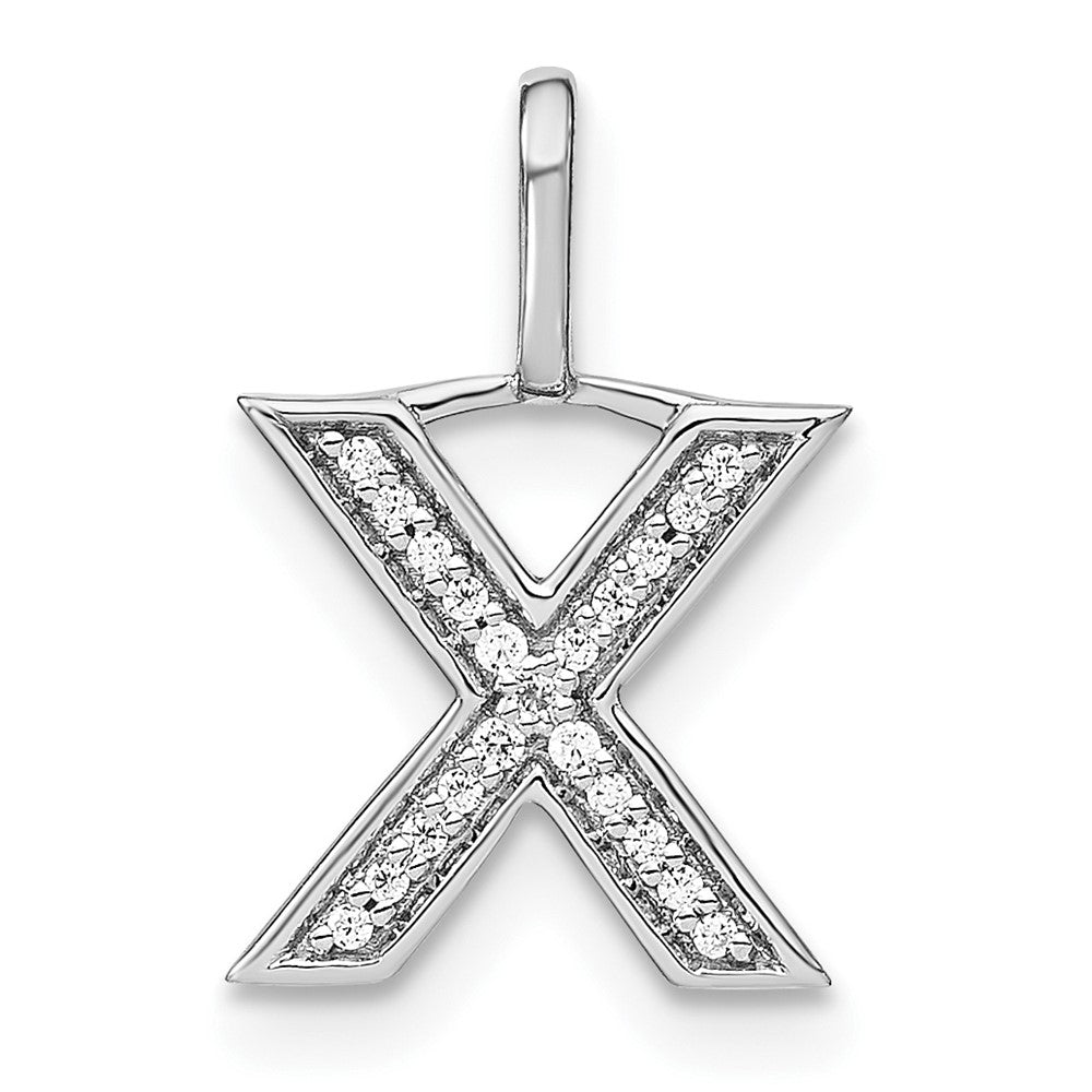 14K Weißgold Anhänger mit echtem Diamant und Kleinbuchstaben-Initiale „X
