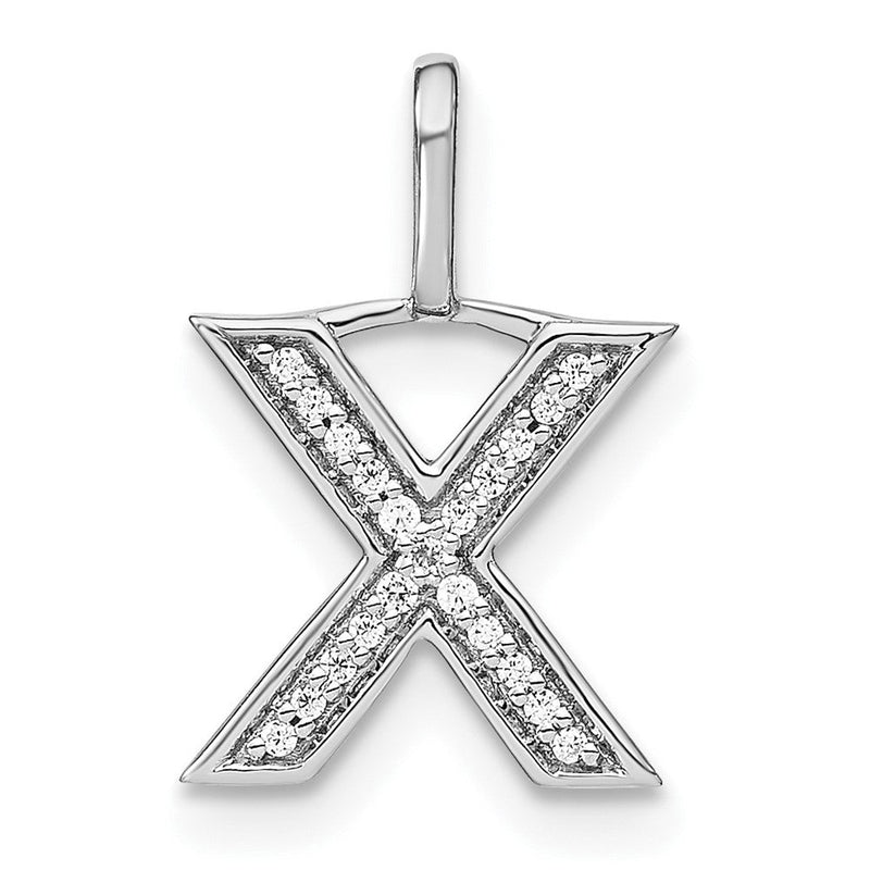 14K Weißgold Anhänger mit echtem Diamant und Kleinbuchstaben-Initiale „X