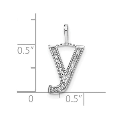 14K Weißgold Diamant-Anhänger mit Initial-Kleinbuchstabe Y
