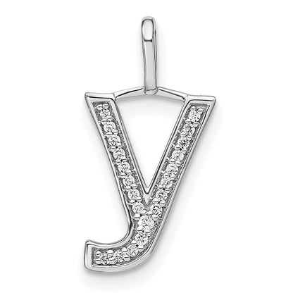 14K Weißgold Diamant-Anhänger mit Initial-Kleinbuchstabe Y