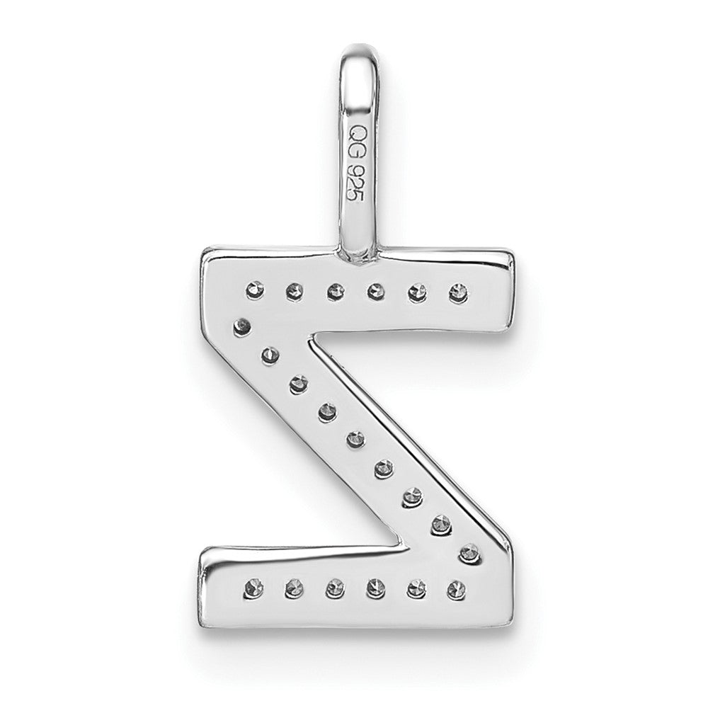 14K Weißgold Anhänger mit echtem Diamant – Initial-Kleinbuchstabe „Z“