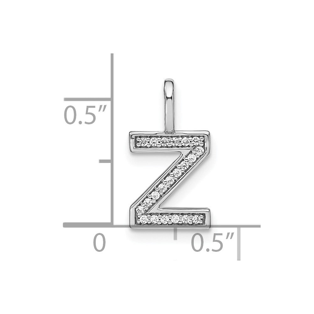 14K Weißgold Anhänger mit echtem Diamant – Initial-Kleinbuchstabe „Z“