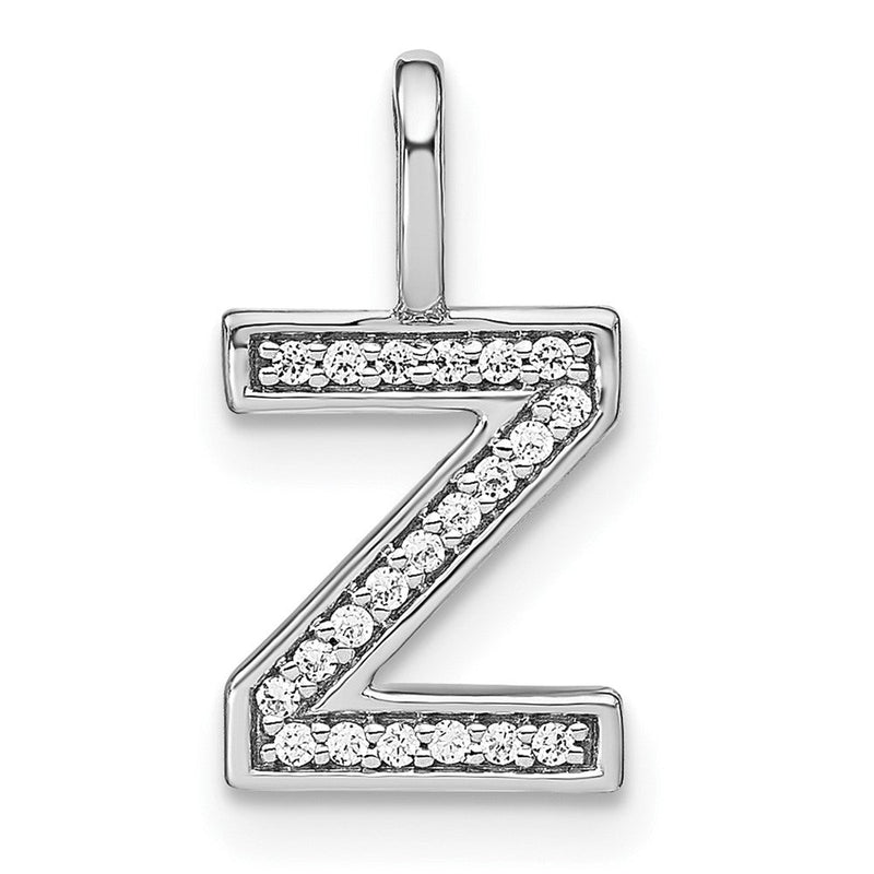 14K Weißgold Anhänger mit echtem Diamant – Initial-Kleinbuchstabe „Z“