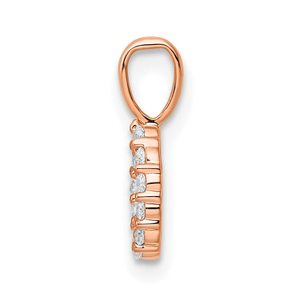 14K Roségold Anhänger mit echten Diamanten, Zahl 0