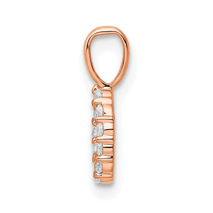 14K Roségold Anhänger mit echten Diamanten, Zahl 0