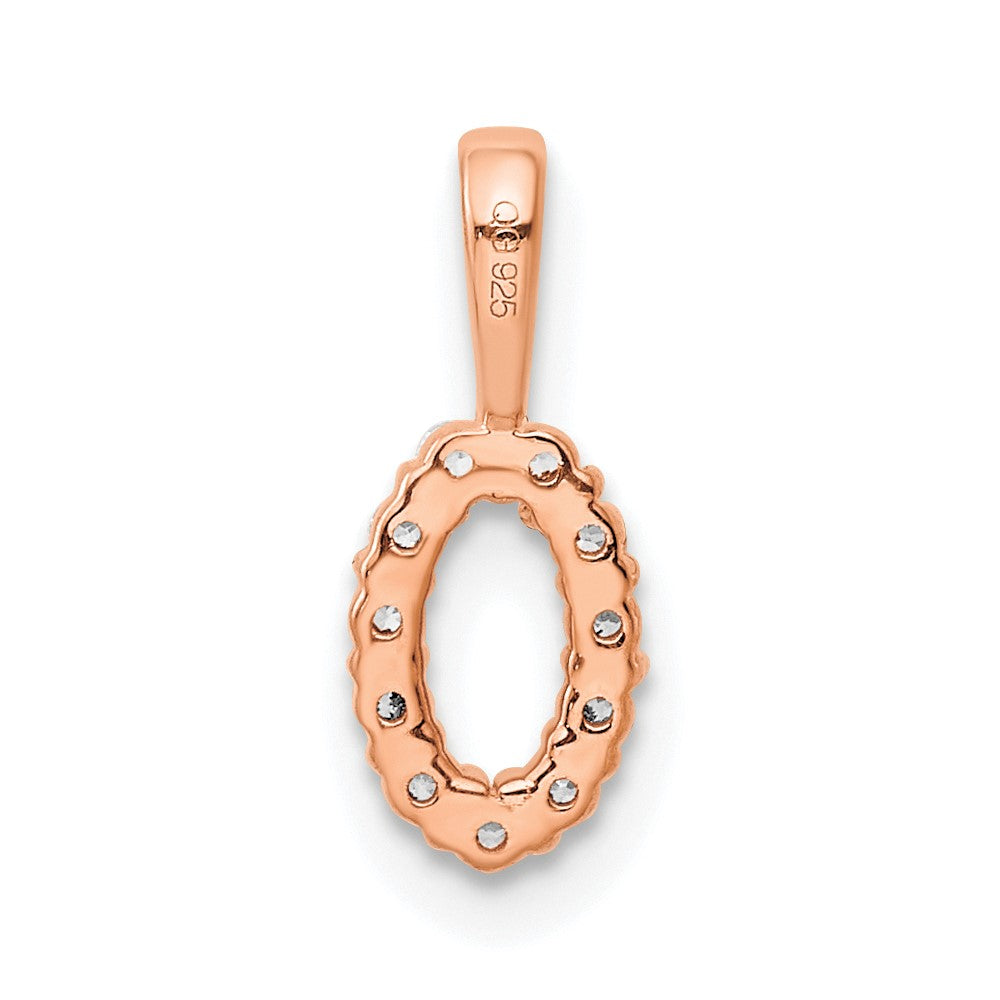 14K Roségold Anhänger mit echten Diamanten, Zahl 0