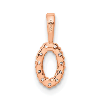 14K Roségold Anhänger mit echten Diamanten, Zahl 0