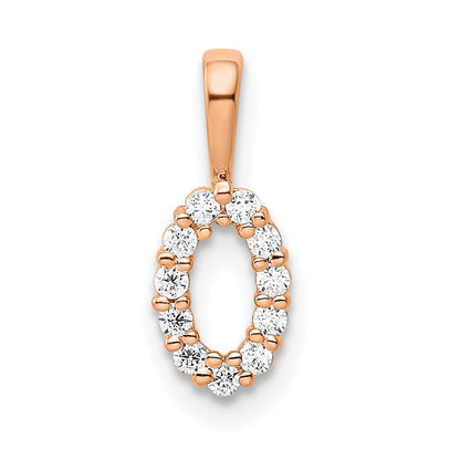 14K Roségold Anhänger mit echten Diamanten, Zahl 0