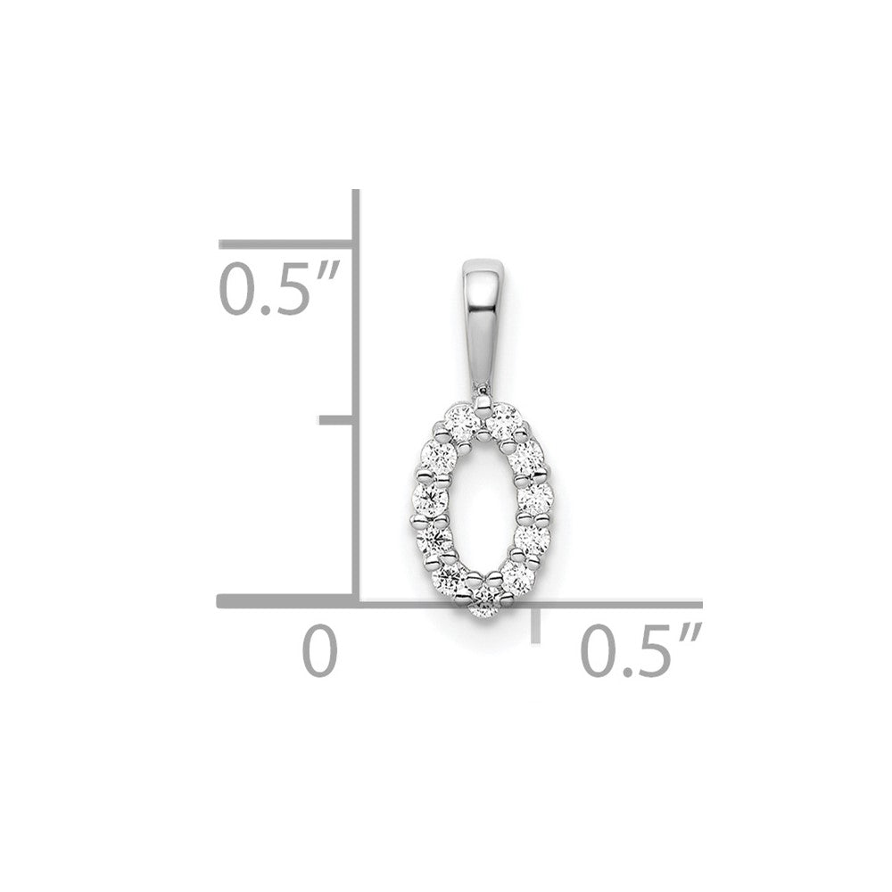 14k Weißgold Anhänger Ziffer 0 mit echten Diamanten