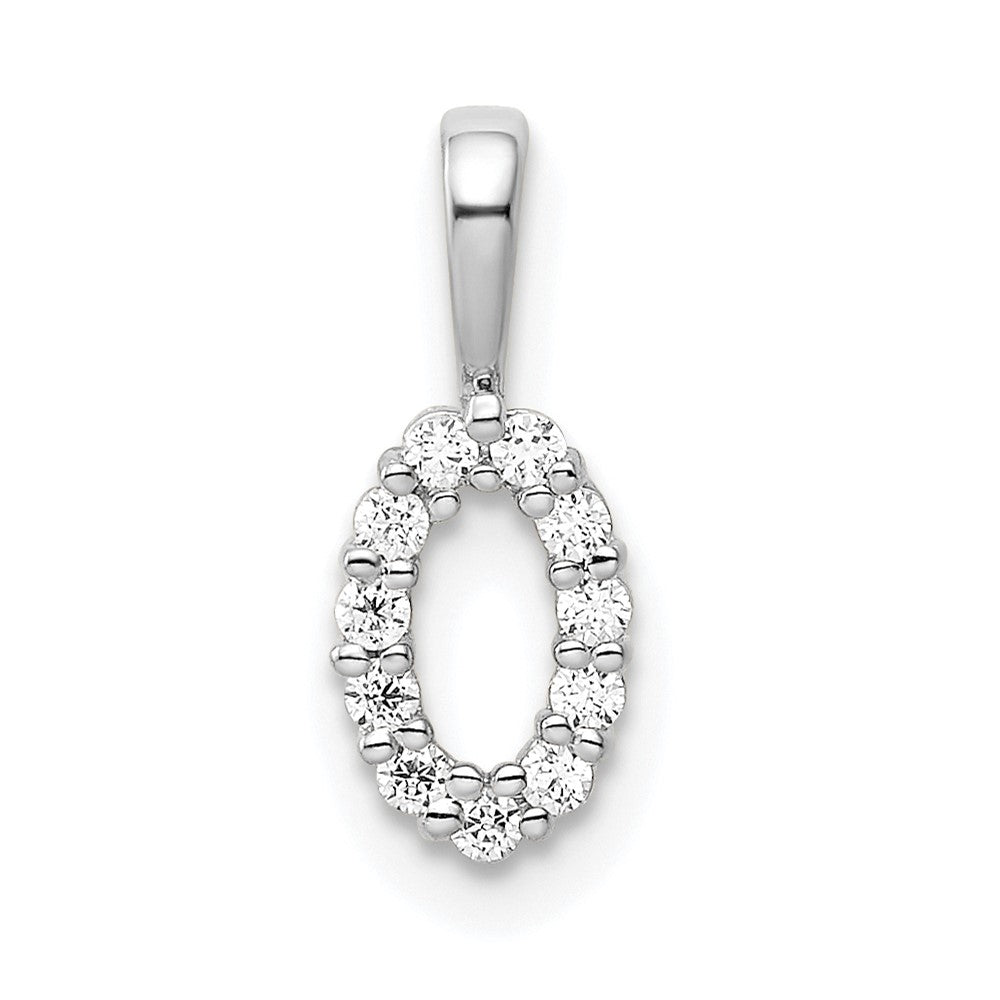 14k Weißgold Anhänger Ziffer 0 mit echten Diamanten