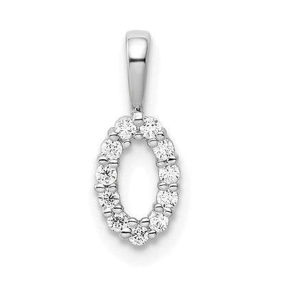 14k Weißgold Anhänger Ziffer 0 mit echten Diamanten
