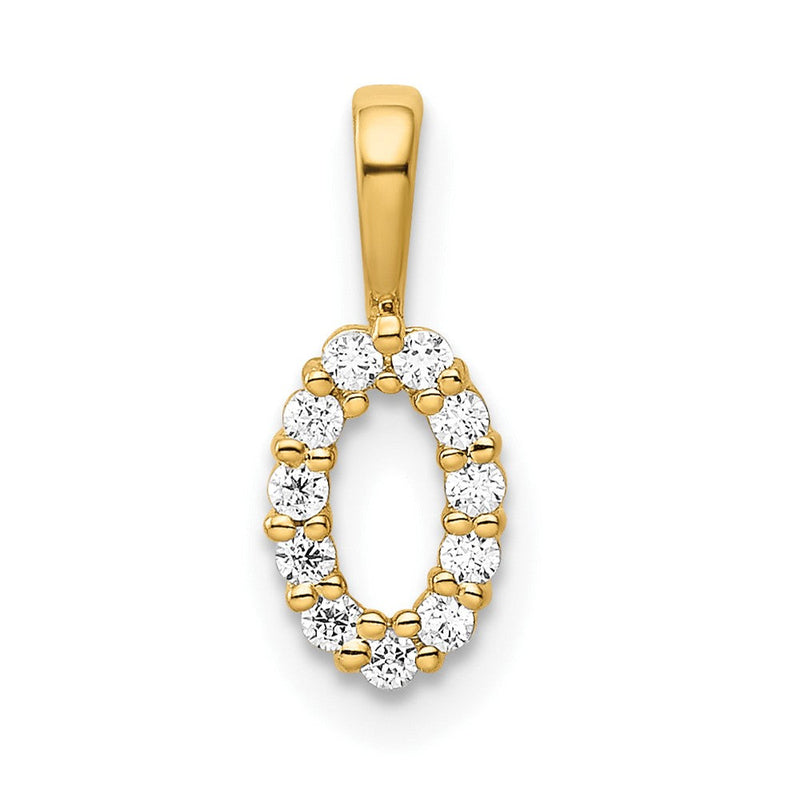 14K Gelbgold Zahl 0 Anhänger mit echten Diamanten