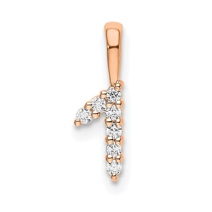 14K Roségold Anhänger mit echtem Diamant, Zahl 1