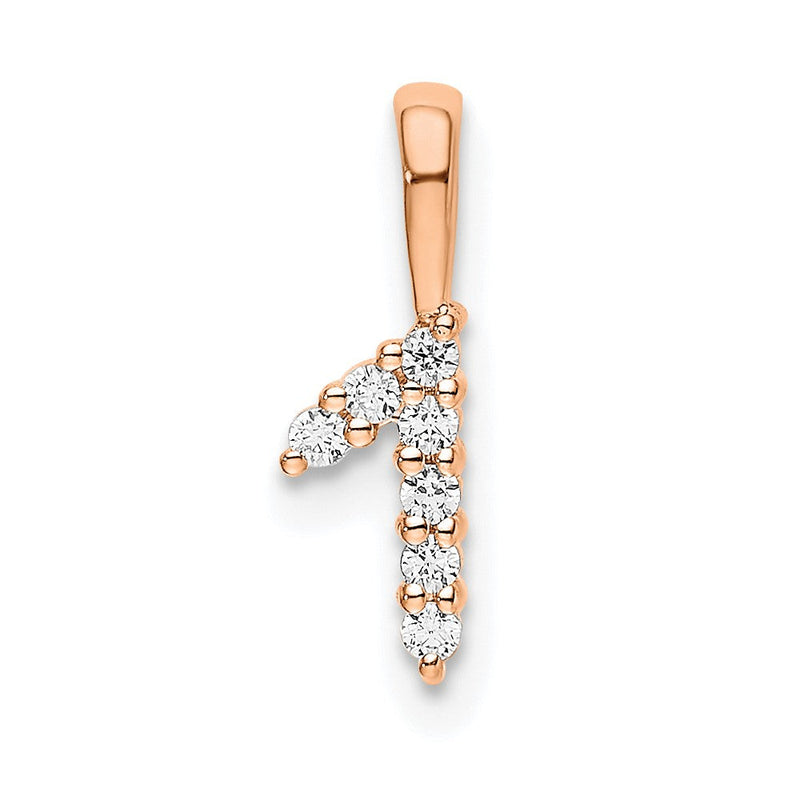 14K Roségold Anhänger mit echtem Diamant, Zahl 1