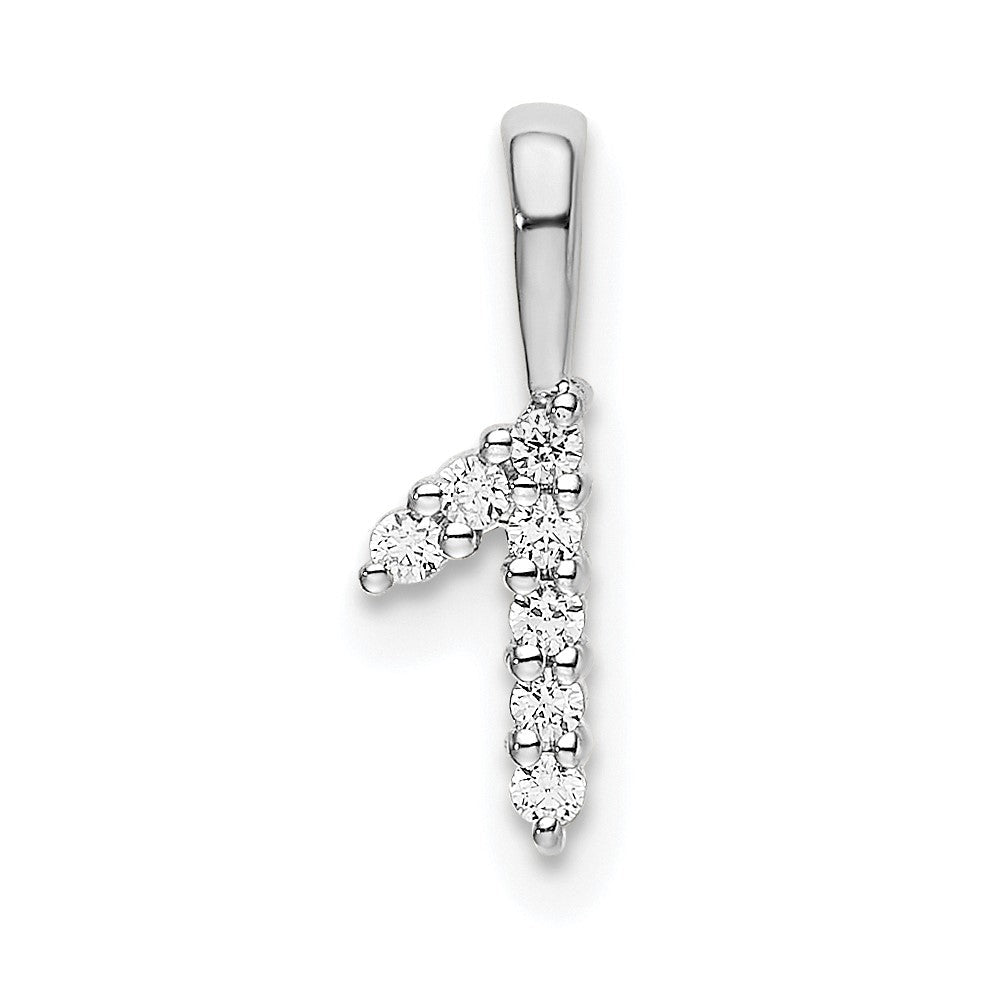 14K Weißgold Anhänger Zahl 1 mit echtem Diamant
