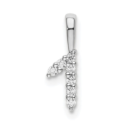 14K Weißgold Anhänger Zahl 1 mit echtem Diamant