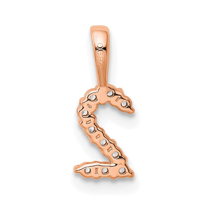 14K Roségold Zahl 2 Anhänger mit echten Diamanten