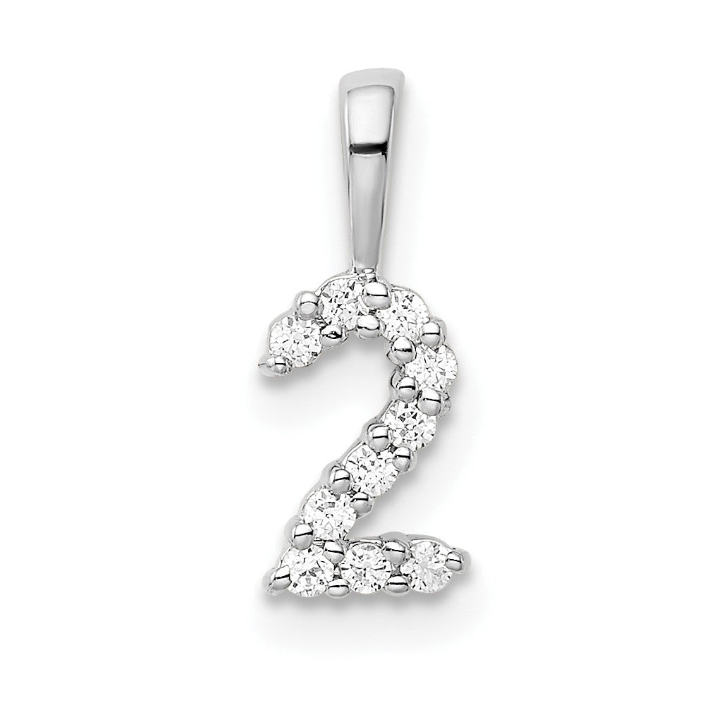 14K Weißgold Anhänger „Zahl 2" mit echten Diamanten