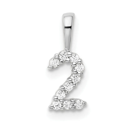 14K Weißgold Anhänger „Zahl 2" mit echten Diamanten