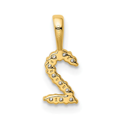 14K Gelbgold Anhänger „Zahl 2“ mit echten Diamanten